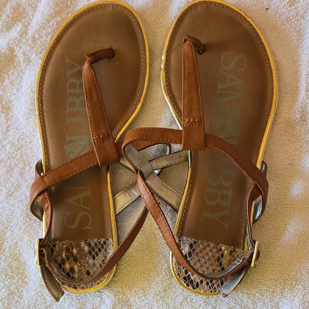 Sam & Libby Tan and Silver Kids Sandals